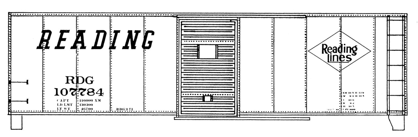 RDG 40' steel box-black and white herald, speed lettering,circa 1964 #107500-107999