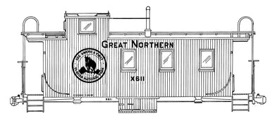 HO Decal GN wood caboose, red car, circa 1939