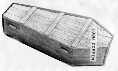 'WOOD' 1800s COFFIN (cast plastic) (1)