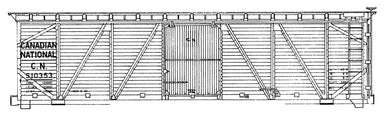 S SCALE CN 36' and 40' outside braced boxcars- circa 1923 & 1928 #461000-464999-