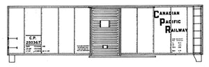 S SCALE CP 40' steel box-stepped "CANADIAN PACIFIC RAILWAY" circa 1951 - 10'6" car #252250-267210-