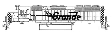 HO Decal D&RGW diesel roadswitcher (standard gauge)- circa 1960 -