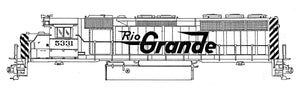 HO Decal D&RGW diesel roadswitcher (standard gauge)- circa 1960 -