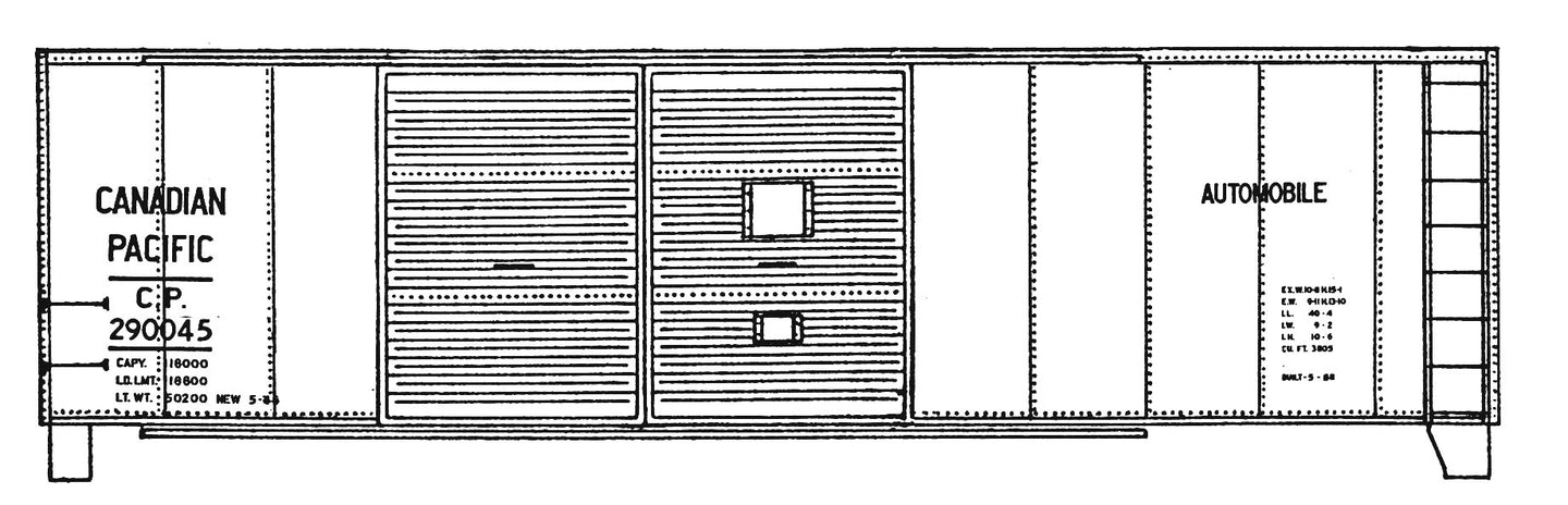HO Decal CN 40' insulated box-modern logo, circa 1960 #290301-291470
