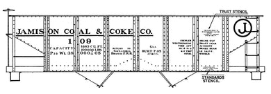 HO Decal BAKER-WHITELEY COAL CO. GLa twin hopper, circa 1905