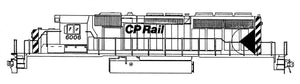 HO Decal CP Diesel cab unit-script lettering, circa 1965 to mid-70's -