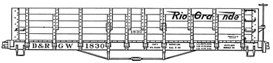 HO Decal D&RGW drop bottom gondola (narrow gauge)- circa 1945 #700-899 -