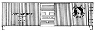 HO Decal GN 40' composite box- front facing goat, circa 1937 #50000-50499-