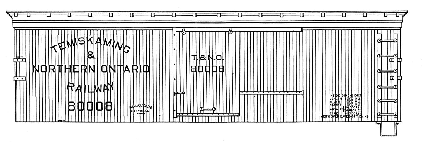 HO Decal T&NO 36' double sheathed wood box, circa 1908 #80000-80098 -