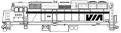 HO Decal VIA F40PH-2 diesel locomotive, circa 1987