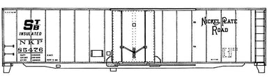 HO Decal NKP 50' insulated box, plug door, circa 1960 #85476-85499