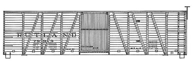 HO Decal RUTLAND 40' 9-panel single sheathed box #7999, circa 1956 #7999