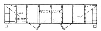 HO Decal RUTLAND 2-bay hopper, offset sides, circa 1960 #750-764