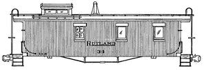 HO Decal RUTLAND wood caboose, circa 1940 #10-49