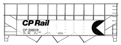 HO Decal CPRAIL triple hopper, extended sides, black car, circa 1970 #356000-356020