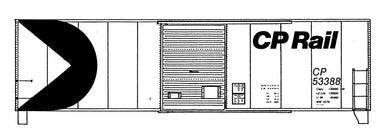 HO Decal CPRAIL 40' box, 8' door, red or green car, multimark, circa 1978 #50001-60099