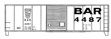 HO Decal BAR 40' box, large BAR name and number, circa 1972 #4000-4499