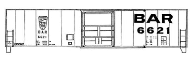 HO Decal BAR 50' PS-1 box, large BAR name and number, circa 1986 #6500-6699