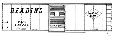 RDG 40' steel box-black and white herald, speed lettering,circa 1964 #107500-107999