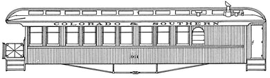 HO Decal C&S coach, green & black car, (narrow gauge) imitation gold lettering, circa 1920