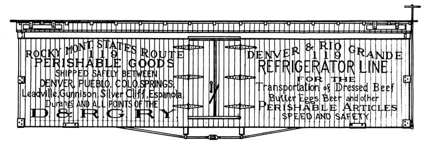 HO Decal D&RG 30' billboard reefer (narrow gauge) circa 1884 #100-119