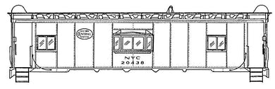 HO Decal NYC steel bay-window caboose, circa 1956 #20203-20497 -