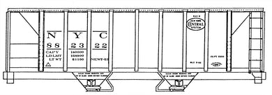 HO Decal NYC PS 2-bay covered hopper, circa 1953 - Lot 843-H #882050-882649