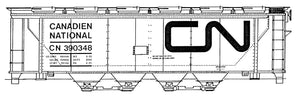 HO Decal CN slab-side covered hopper, modern lettering, circa 1970 #352000-353654