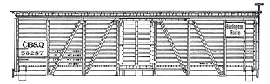 HO Decal CB&Q 36' stock car - circa 1922 #58000-59499,56950-57449,55950-56949 -