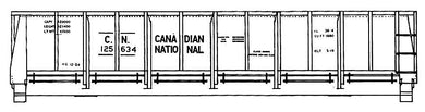 HO Decal CN 36' & 40' general service gondolas circa 1945 #131000-131871