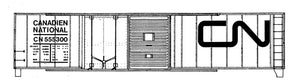 HO Decal CN 50' steel auxiliary door box-large modern CN LOGO, circa 1962 - 10'6" car #555000-555649
