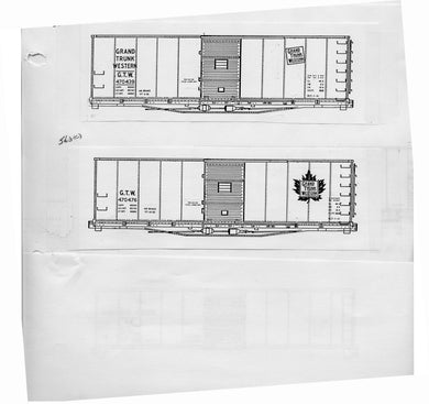 HO Decal GTW 40' rebuilt USRA single sheathed boxcar - circa 1935+ #470250-470749 -