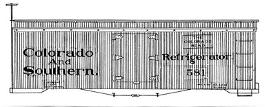 HO Decal C&S 28' wood reefer, (narrow gauge) circa 1905 #585-599 -