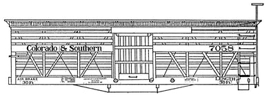 HO Decal C&S coal, flat and stock cars, (narrow gauge) circa 1905 #7015-7084 -