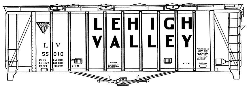 HO Decal LV airslide car-grey car, large black lettering, circa 1963 #55010-55019