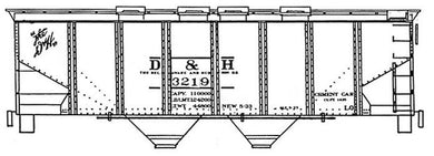 HO Decal D&H 2 bay covered hopper, circa 1933 #3201-3220