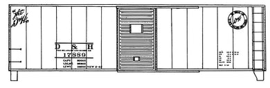 HO Decal D&H 40' steel boxcar, welded, circa 1942 - 10'0