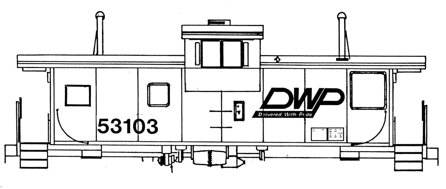 HO Decal DW&P steel extended vision caboose - DELIVERED WITH PRIDE current scheme