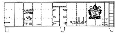 HO Decal CN 40' steel reefer - grey car - red lettering - green leaf herald - circa 1943-1960 #210000-210899