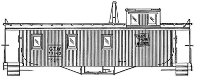 HO Decal GTW wood caboose - green wafer herald - late 1940 to late 1960's