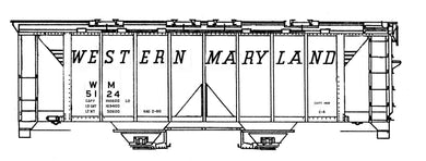 HO Decal WM two-bay covered hopper, 2700 cu.ft., circa 1980 #5101-5200