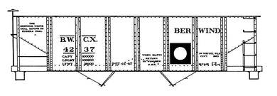 HO Decal BERWIND-WHITE COAL CO. GLa twin hopper, circa 1940-1960's #4001-4500 -