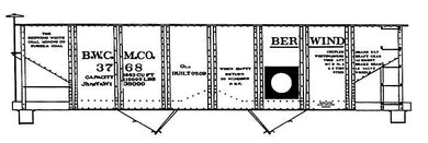 HO Decal BERWIND-WHITE COAL CO. GLa twin hopper, circa 1920-1940's #3751-4000