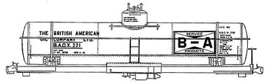 HO Decal BRITISH-AMERICAN OIL CO. 8,000 gallon tank car, rectangular herald - circa 1940 -