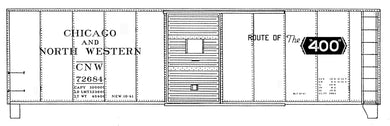 HO Decal C&NW 40' steel boxcar - Route of the 400, circa 1941 #71000-74398