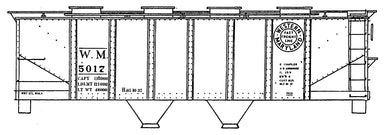 HO Decal WM channel-rib covered hopper - grey car - black lettering - circa 1937-1960s #5000-5059