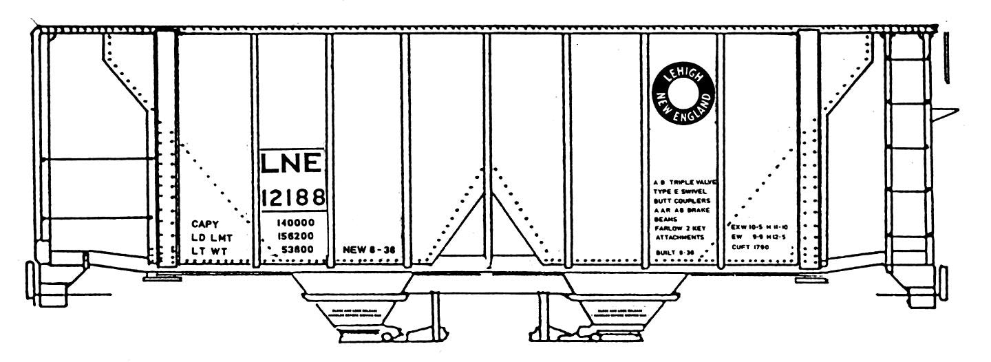 HO Decal L&NE ACF 70 ton covered hopper - 1938 #12101-12801 -