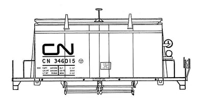 HO Decal CN 2000 cu.ft. cylindrical ore car - circa 1967 #346001-346084 -