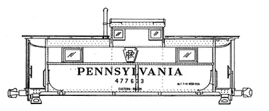 HO Decal PRR N5/N5A/N5B/N5C caboose - shadow keystone herald - circa 1954 -