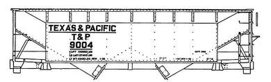 HO Decal T&P offset-side twin hopper - circa 1938-1960s #9001-9100 -